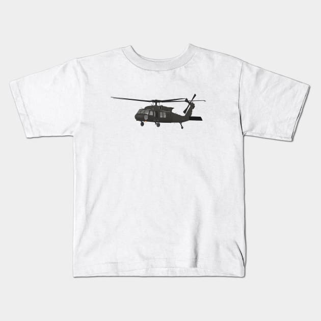 Black Hawk UH-60 Military Helicopter Kids T-Shirt by NorseTech